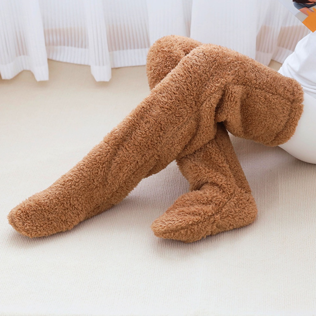 [ER] Fluffy Slouchy Stockings Women Floor Socks Cozy Overtheknee