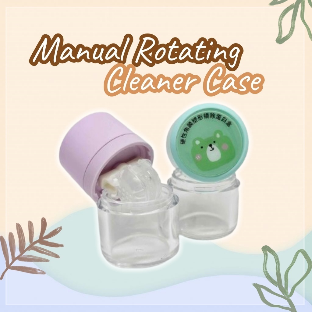 (1 PCS) Portable Cartoon Manual Rotating Cleaner Case Lens Box Wash ...