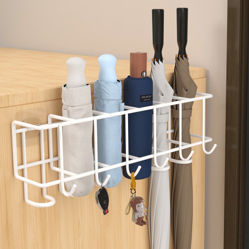 Wall Mounted Umbrella Storage Rack Hook Punch Free Umbrella Stand ...