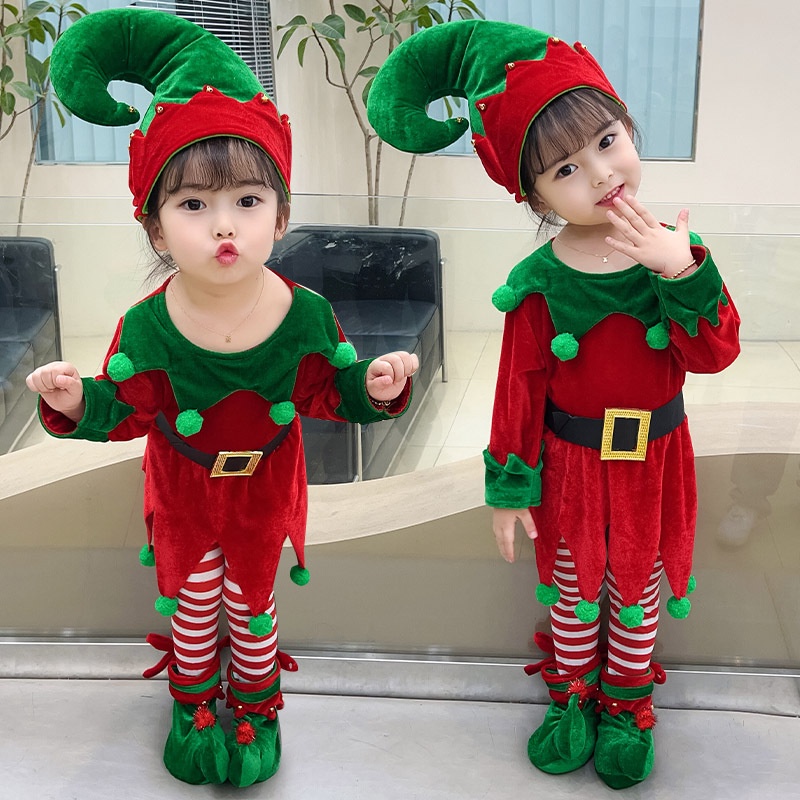 Girls Kids Christmas Elf Costume Christmas Costume Children Clothing — free download