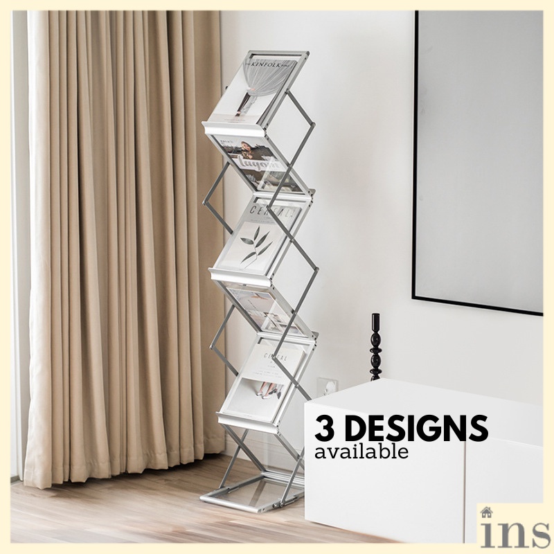 Ins Minimalist Foldable Folding Bookshelf Magazine Rack Office Acrylic ...