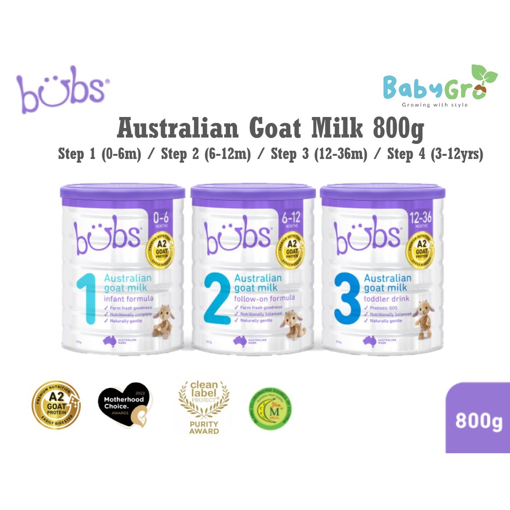 Bubs Australia Goat Milk Formula 800g ( Step 1 / 2 / 3 / 4 ) Shopee