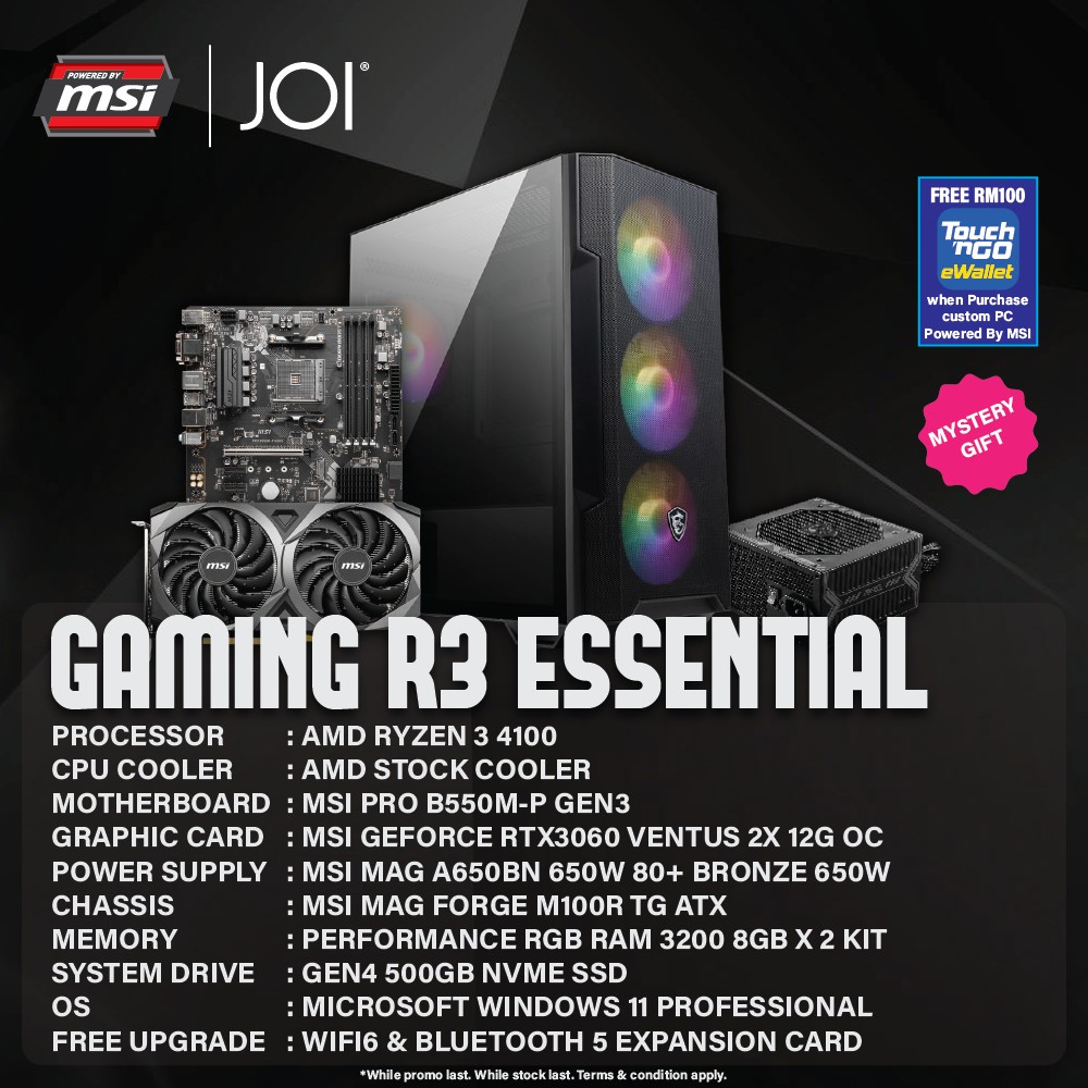 [ Powered by MSI ] JOI Essential R3 RTX3060 Gaming PC | Shopee Malaysia