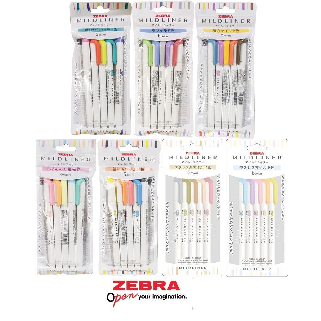  Zebra Pen Mildliner Double Ended Highlighter Set, Broad and  Fine Point Tips, Assorted Fluorescent and Cool Ink Colors, 10-Pack :  Everything Else