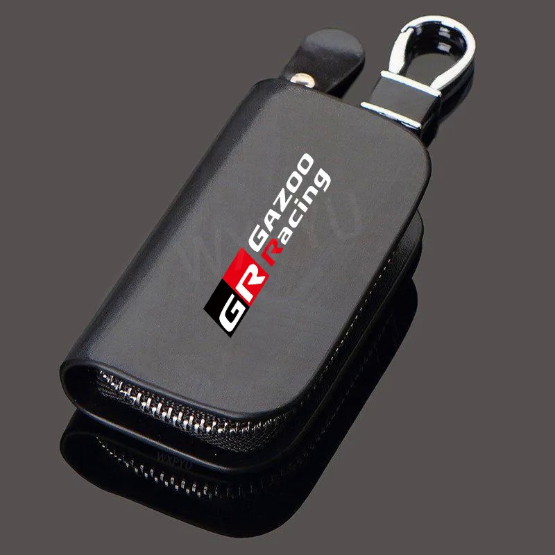 1Pcs New Leather Wood Grain Car Key Cover Keychain Case For Toyota GR ...