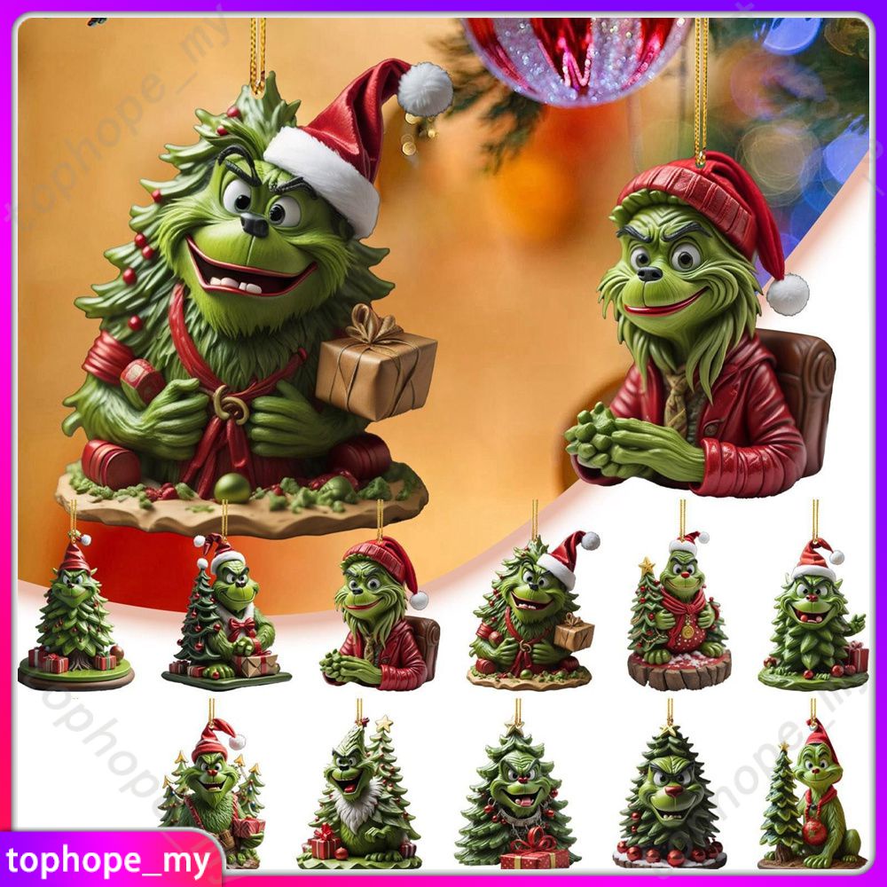 Christmas Grinch Car Rearview Mirror Pendant Christmas Tree Green