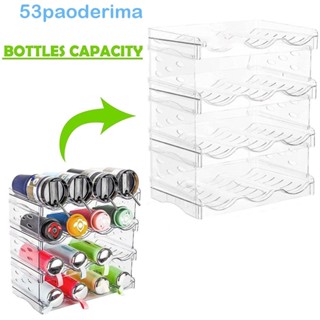 4 Tier Stackable Water Bottle Organizer for Cabinet - Premium Clear Holder  for Tumbler, Cup, Travel Mug, Wine Rack Display - Home Kitchen Pantry  Refrigerator Organization and Storage - Hold 12 Bottles