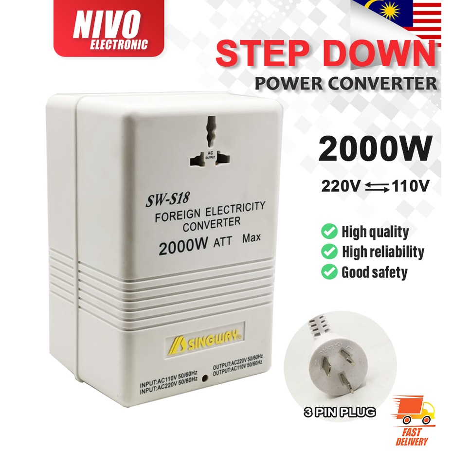 Voltage Converter 2000W 110V/220V to 220V/110V StepUp and Down Voltage