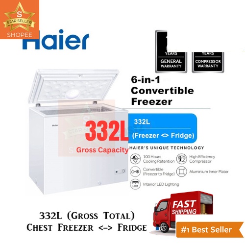 (MW) HAIER BD328HP 332L /BD458HP 6in 1 Convertible Chest Freezer