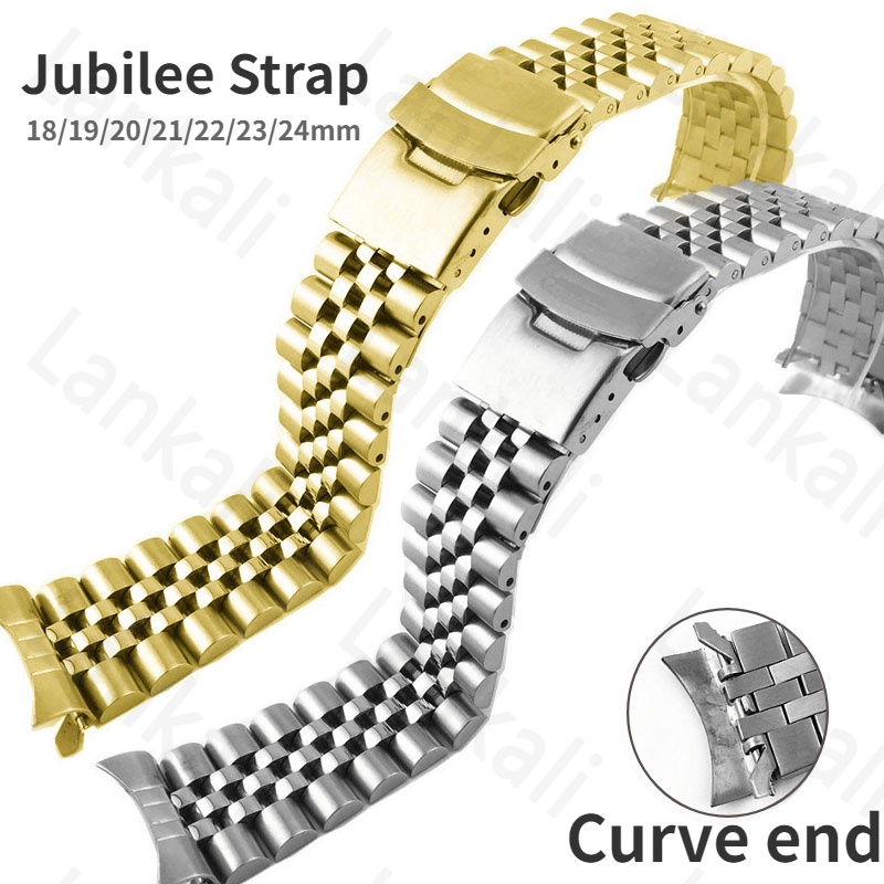 18 19 20 21 22 23 24mm Roestvrij Stalen Horlogeband Gebogen Eindband