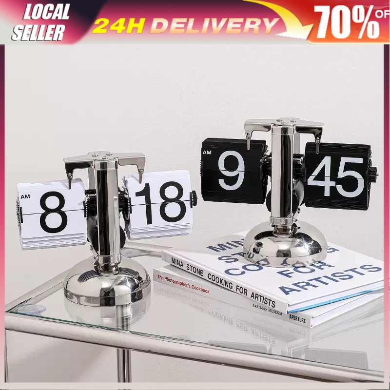 Retro Automatic flip clock personalized art Stainless Steel Flip clock ...