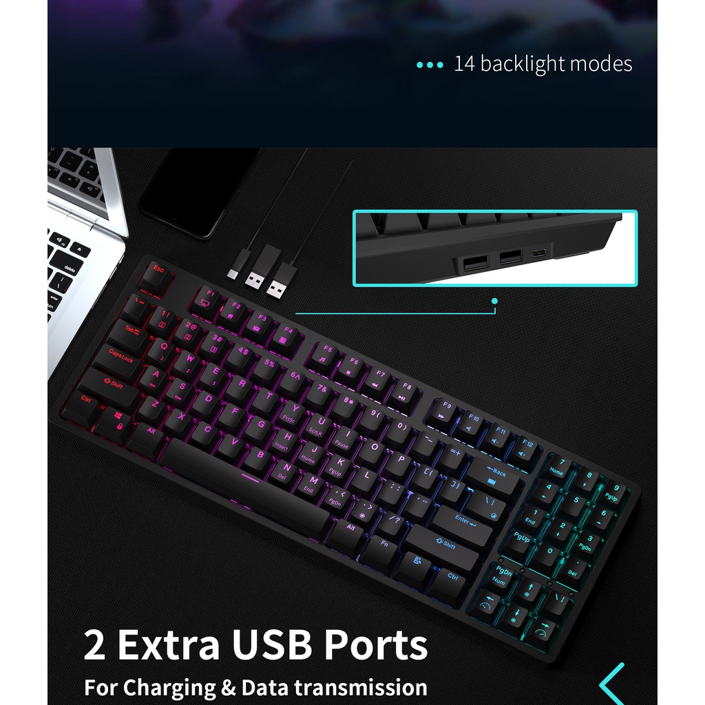 Royal Kludge RK92 Wireless Bluetooth mechanical keyboard 92 Key ...