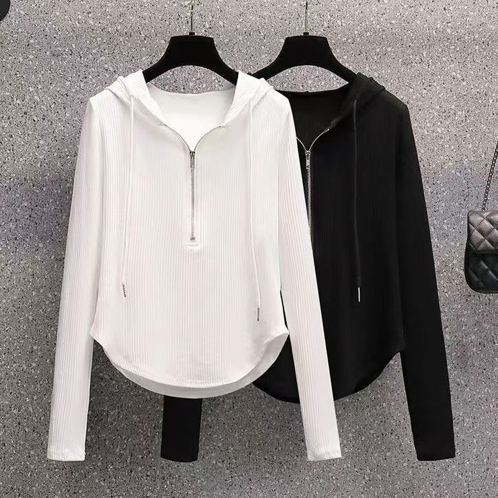 Irregular Zip Slits Shoulder Pads Long Sleeve Shirt main image 0