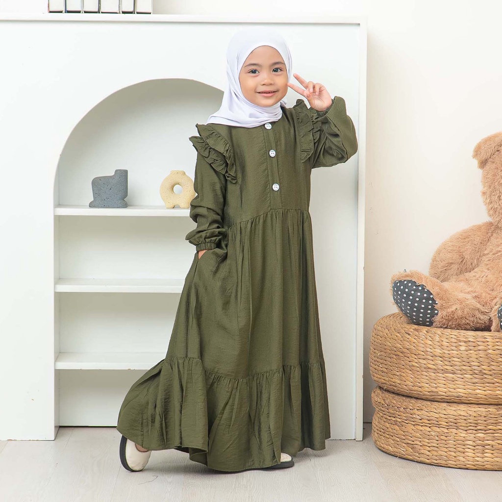 AC Hijab Style Palova Dress Kids Army Couple Jubah Ibu Dan Anak Fashion Dewasa Fashion Kids