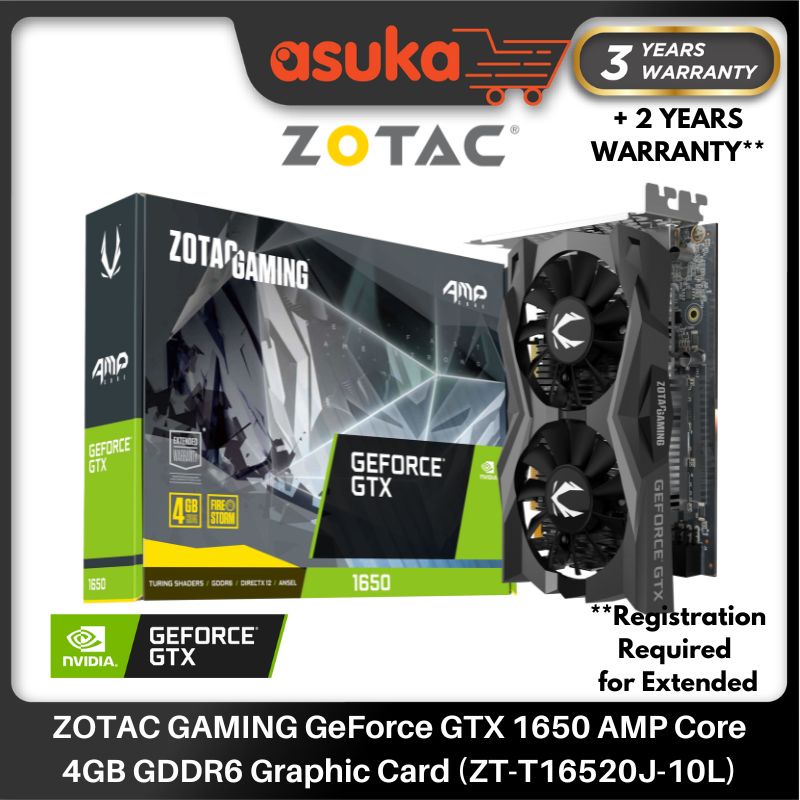 ZOTAC GAMING GeForce GTX 1650 AMP Core 4GB GDDR6 Graphic Card ZT