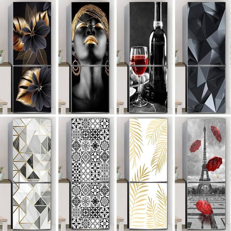 Custom Black Cool Self Adhesive Vinyl 3d Wallpaper Sticker For Freezer ...