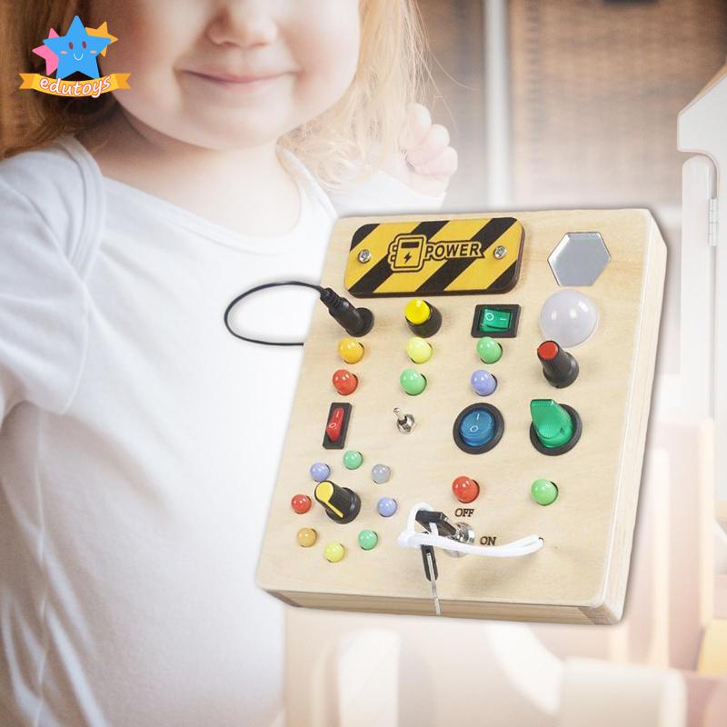 [Edstars] Lights Switch Busy Board Montessori Toys Toddlers Learning Cognitive Wooden Shopee