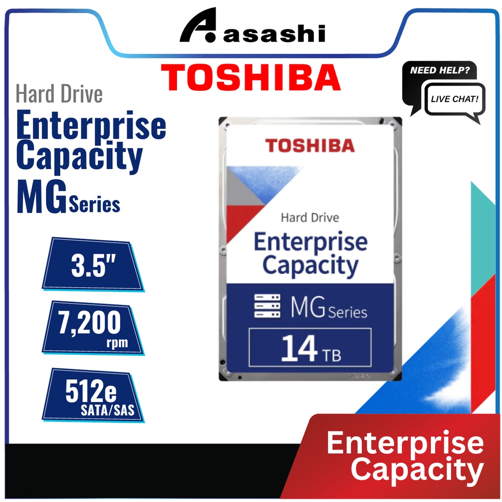 Toshiba 12 TB Enterprise Festplatte - 7200RPM 512MB Cache MG09 Serie