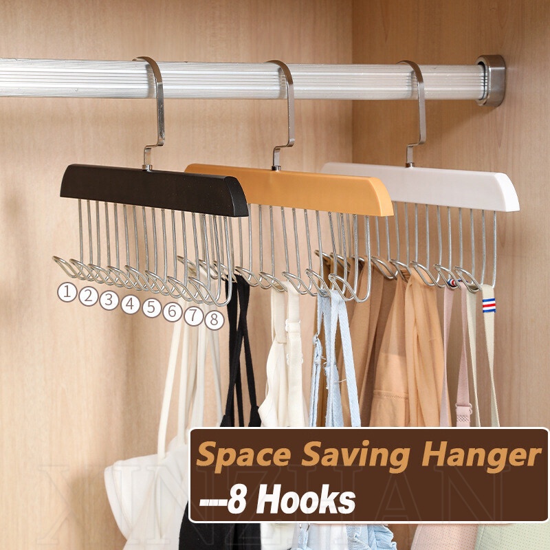 Multifunctional 8 Hooks Wood Suspender Hanger / Underwear Vest Tie