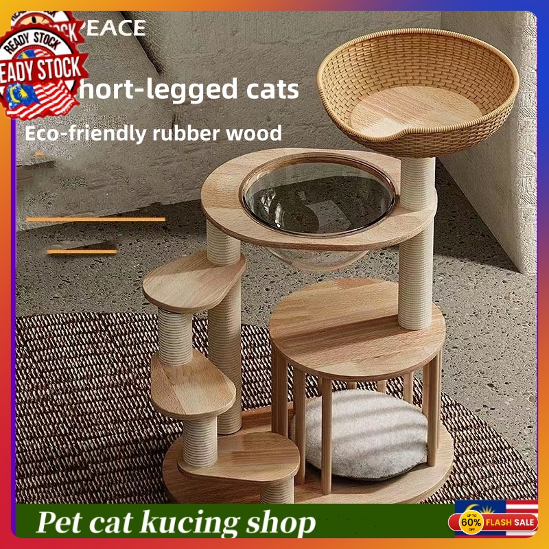 Rak Kucing Memanjat Munchkin Mini Cat Tree solid wood Short-legged cat ...