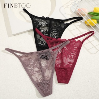 Finetoo Panty Women Thong Lace Spandex G-String Sexy Underwear For