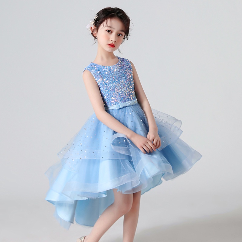 Princess White Dress for Kids Girl Sequin Infinity Trailing Skirt ...