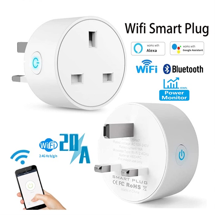 WiFi Smart Plug, 20A Smart Plug Socket Work with Timer and APP