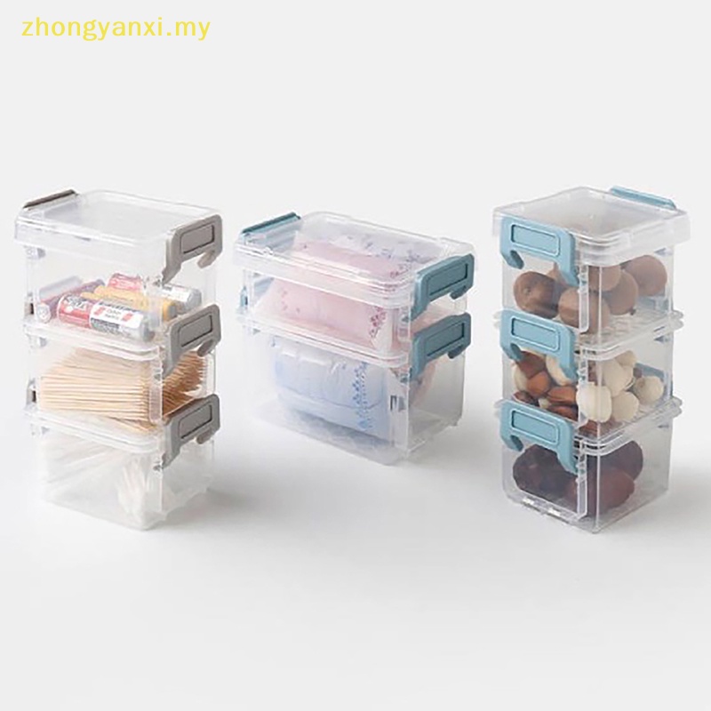zhongyanxi Mini Storage Box Transparent Double Layers Organizer