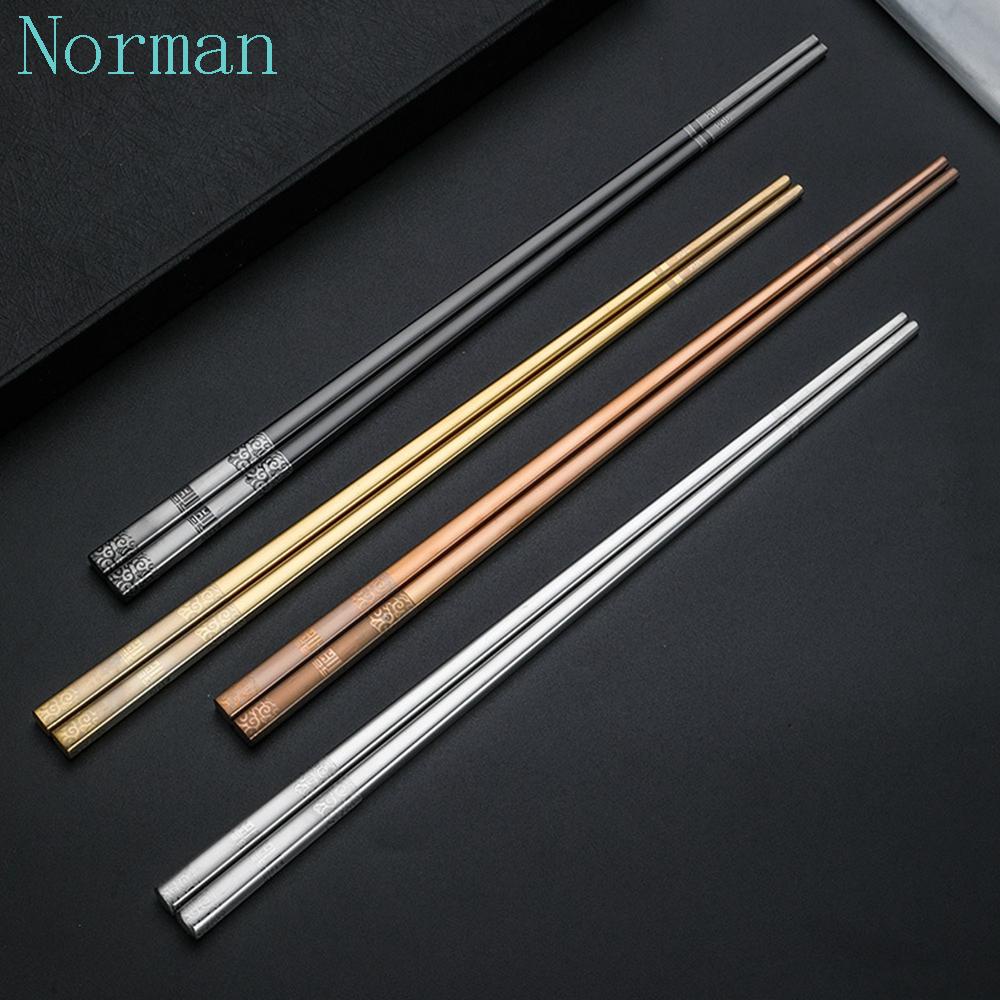 NORMAN Chopsticks Luxury Reusable Engraving 304 Stainless Steel Korean