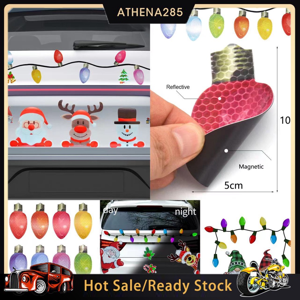 1 Set Car Decor Sticker Christmas Design Selfadhesive Eyecatching Highly Reflective Colorfast