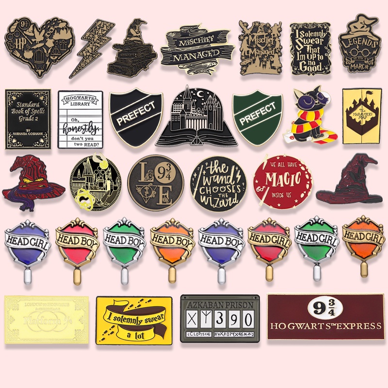 35 Styles Creative Academy of Magic Enamel Pin Shield Magic Hat Enamel ...