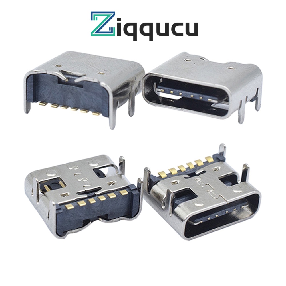 ZIQQUCU 10/5pcs 6 Pin SMT Socket Connector Micro USB Type C 3.1 Female ...