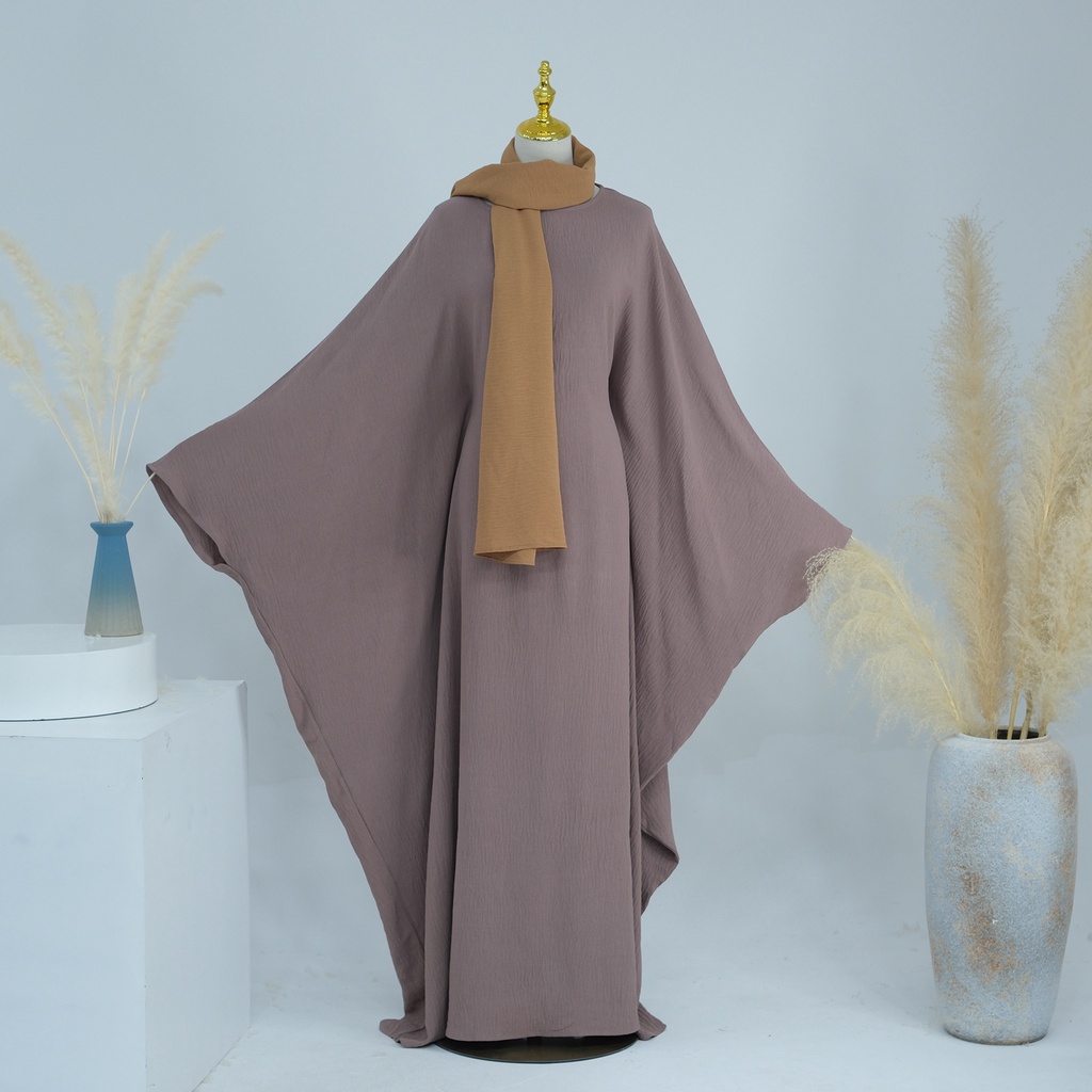 JuliaFashion - Women Solid Color Headgear Bat Cardigan Robes Ramadan Muslim Muslim Clothes Long Sleeve Cardigan Maxi Dress main image 0