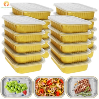 20PCS 8 Inch Square Aluminum Foil Tray Pans With Lids Disposable Food  Packaging Containers For Baking Cooking Kitchenware