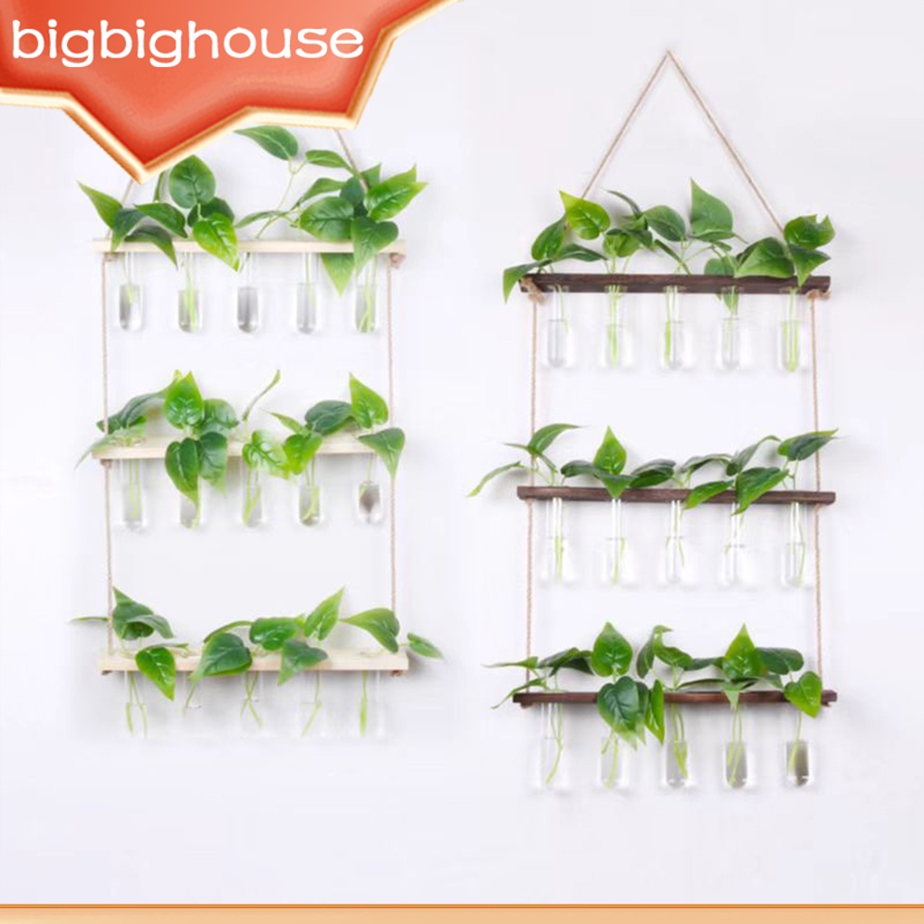 Gift Idea 3 Tiered Wall Hanging Test Tube Plant Terrarium With Wooden