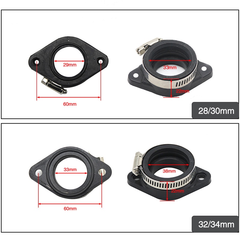 Motorcycle Carburetor Adapter Inlet Intake Pipe Rubber Mat for PWK 28 ...