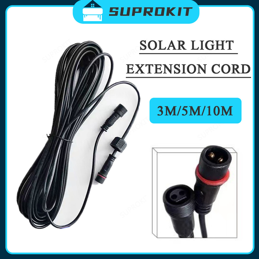 Solar Extension Cable 2PIN Connector Plug Waterproof 3M/5M/10M for ...