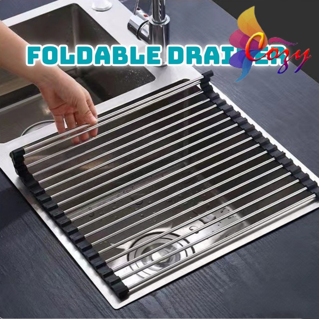 Foldable Drying Rack Extra Long Stainless Steel Multipurpose Roll Up ...