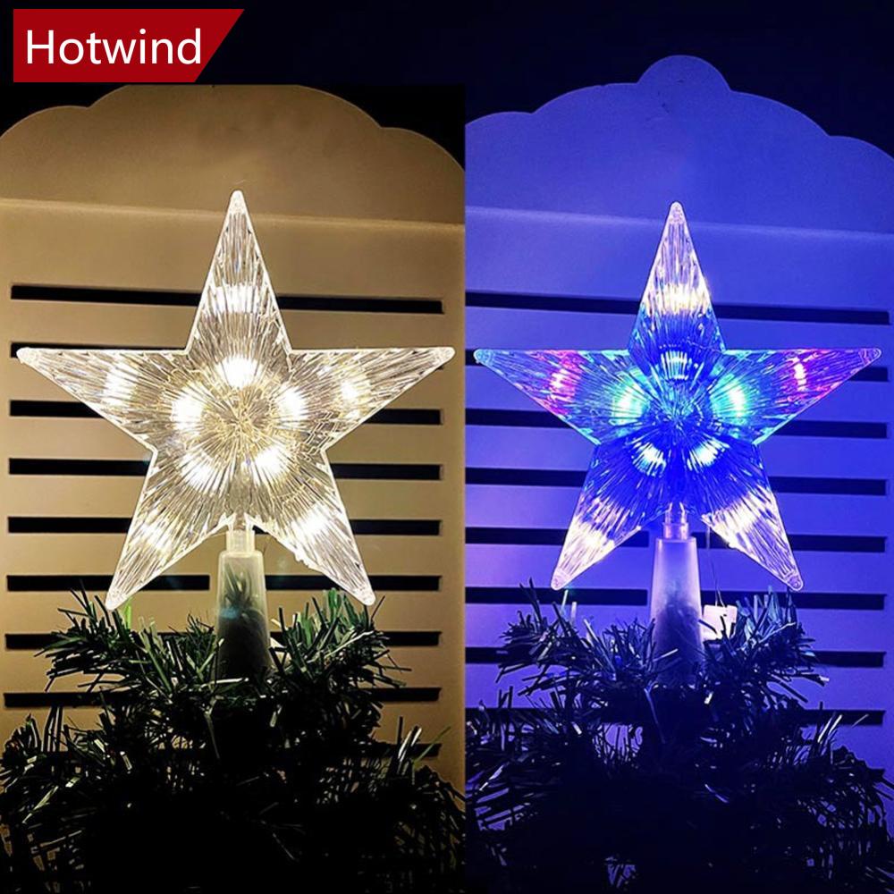 HOTWIND 15cm Glowing Christmas Tree Topper Xmas Tree Transparent Star