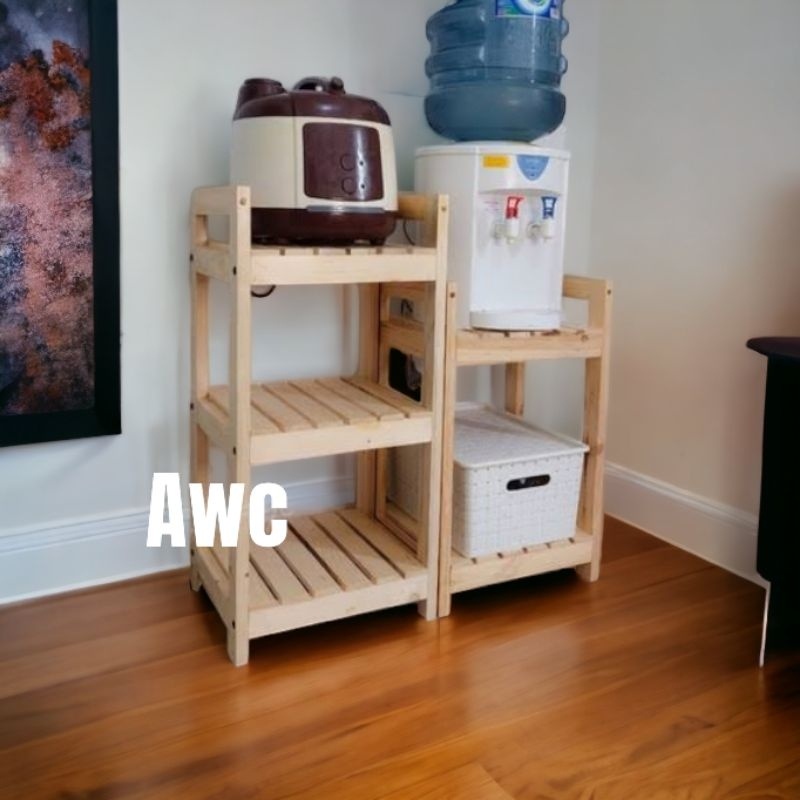KAYU Dispenser Rack/rice cooker Rack/Aquarium Rack/3-Tier Wooden Shelf ...