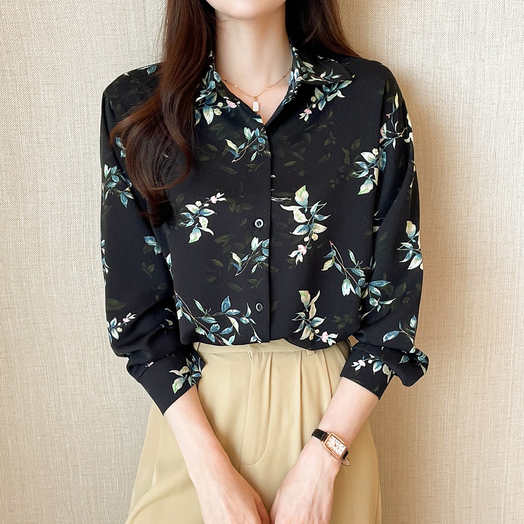 floral print blouse with maxi skirt, how to wear a button down