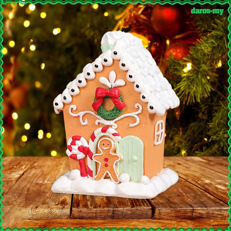 [DarosMY] Christmas Gingerbread House Figurine Xmas Gingerbread House Ornament for Cafe