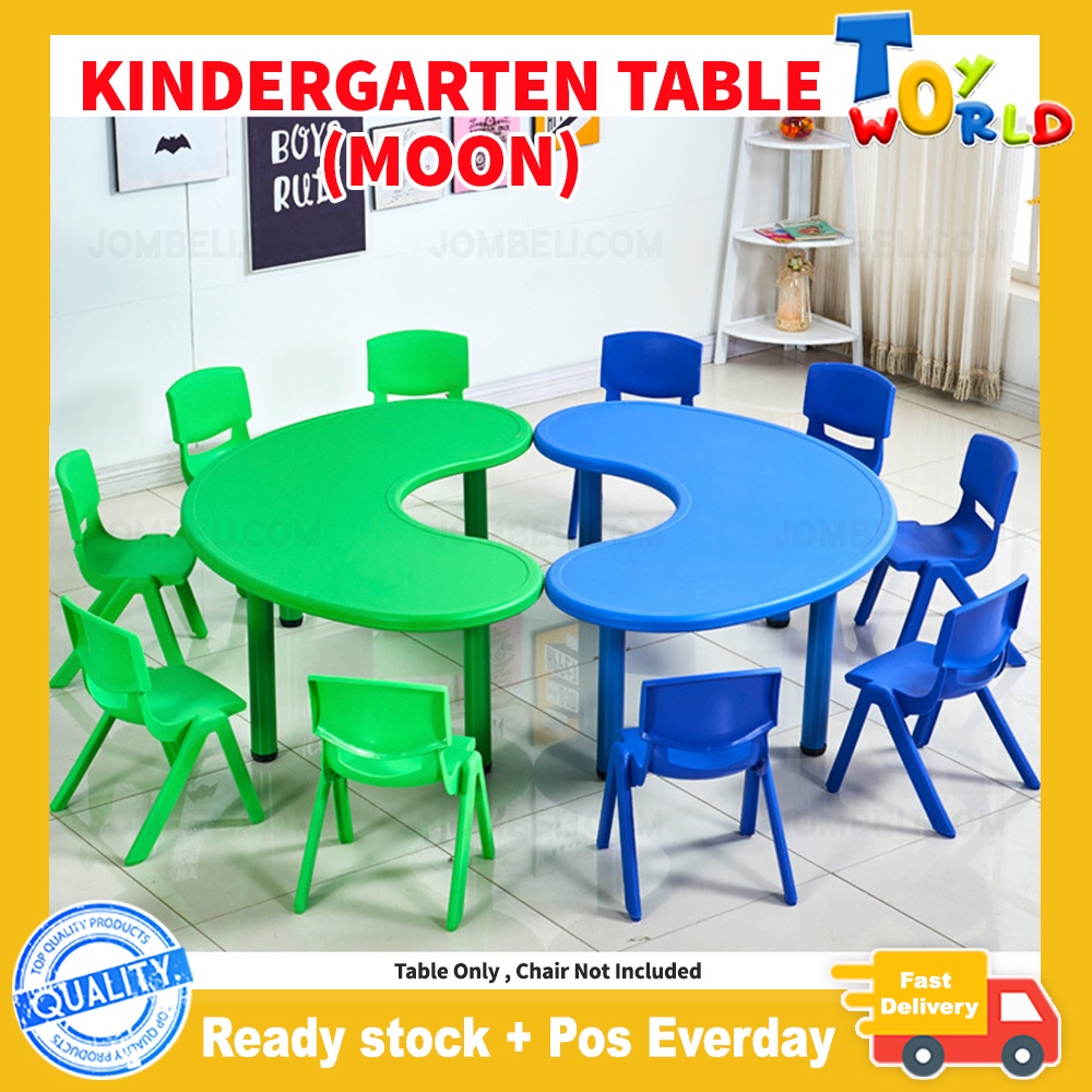 KINDERGARTEN STUDY TABLE Moon shape high quality kids study table Meja ...