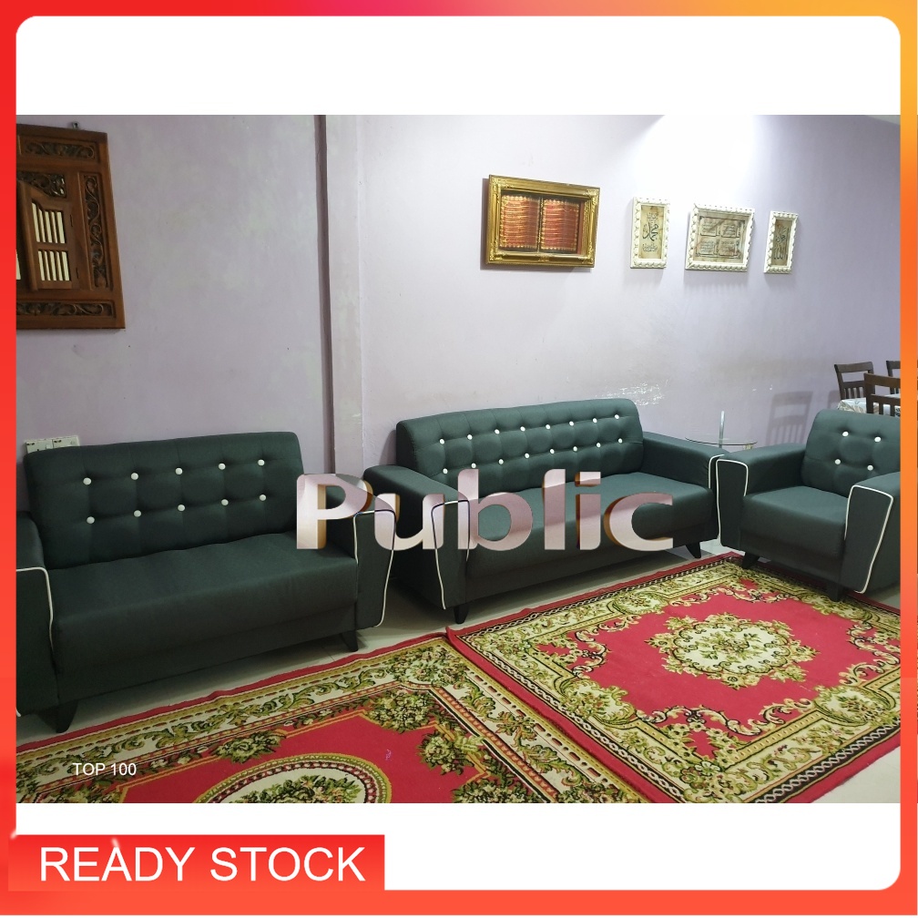 Harga Kilang Grey / Brown Fabric Sofa 1 Seater 2 Seater 3 Seater
