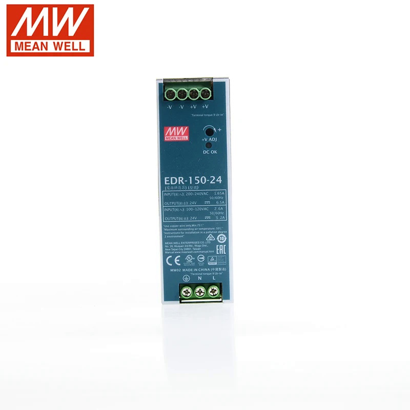 MEAN WELL EDR-150-24 150W 24V DIN Rail Switching Power Supply 110V/220V ...