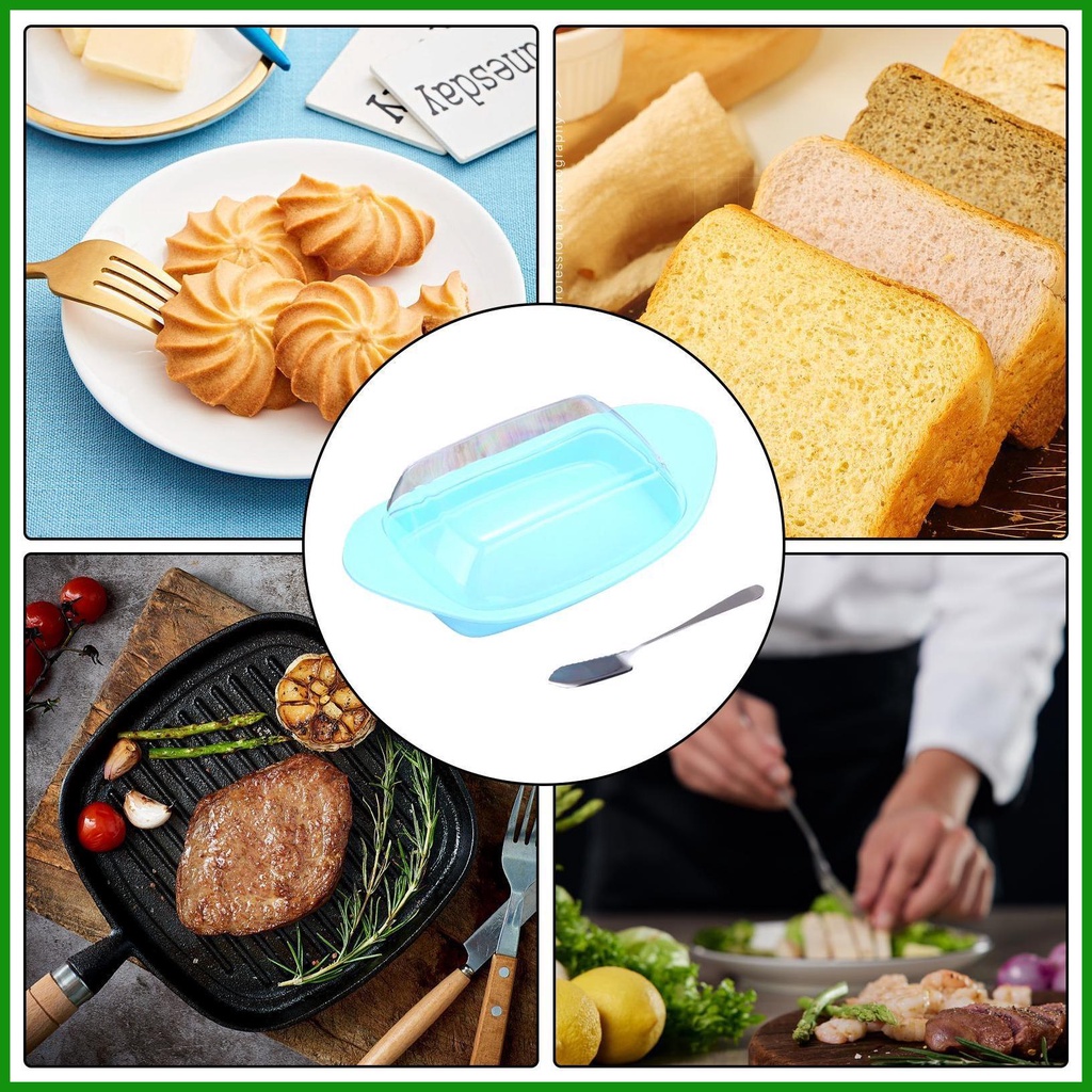 Butter Storage Boat Shape Butter Holder for Counter with Clear Lid