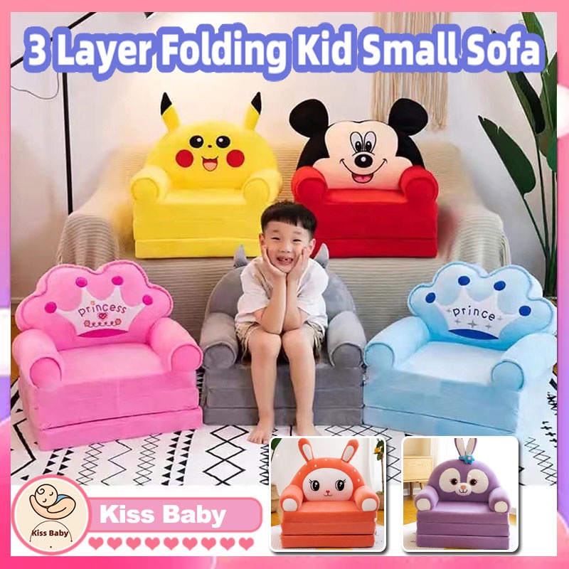 3 Layer Folding Kid Small Sofa Cartoon Multifunctional Super Soft