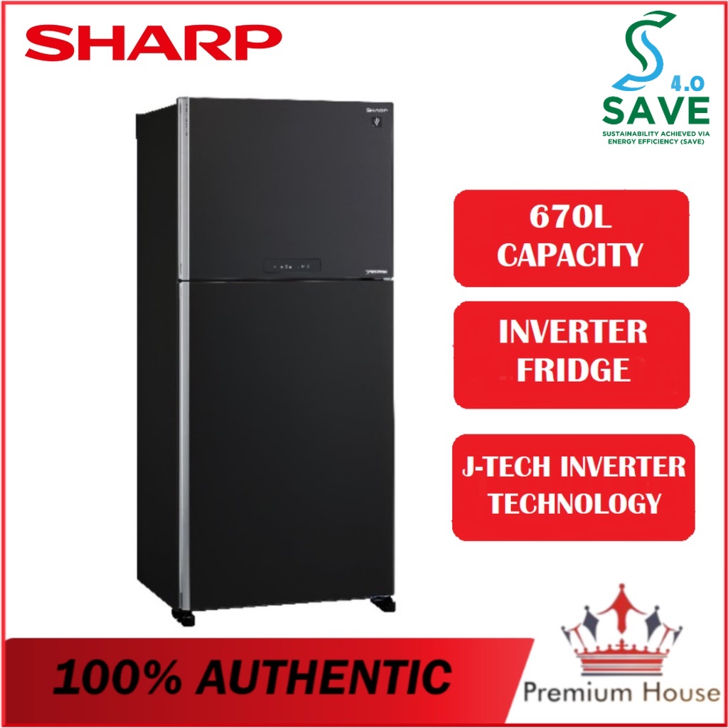 [SAVE 4.0] Sharp (670 L) 2 Door Inverter Plasmacluster Refrigerator  SJP70MFMK