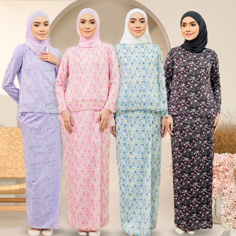 Baju Raya 2025 Kedah BAJU KURUNG KEDAH SULAM FLORAL Kurung Sulam Floral Printed Design Ironless