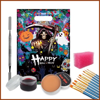 UCANBE Athena Face Body Paint Oil Palette + Translucent Setting Powder +  10PCS Brushes Set, Professional Non Toxic Face Painting Pallet Kit for  Halloween SFX Cosplay Clown Makeup for Women Adults Set C